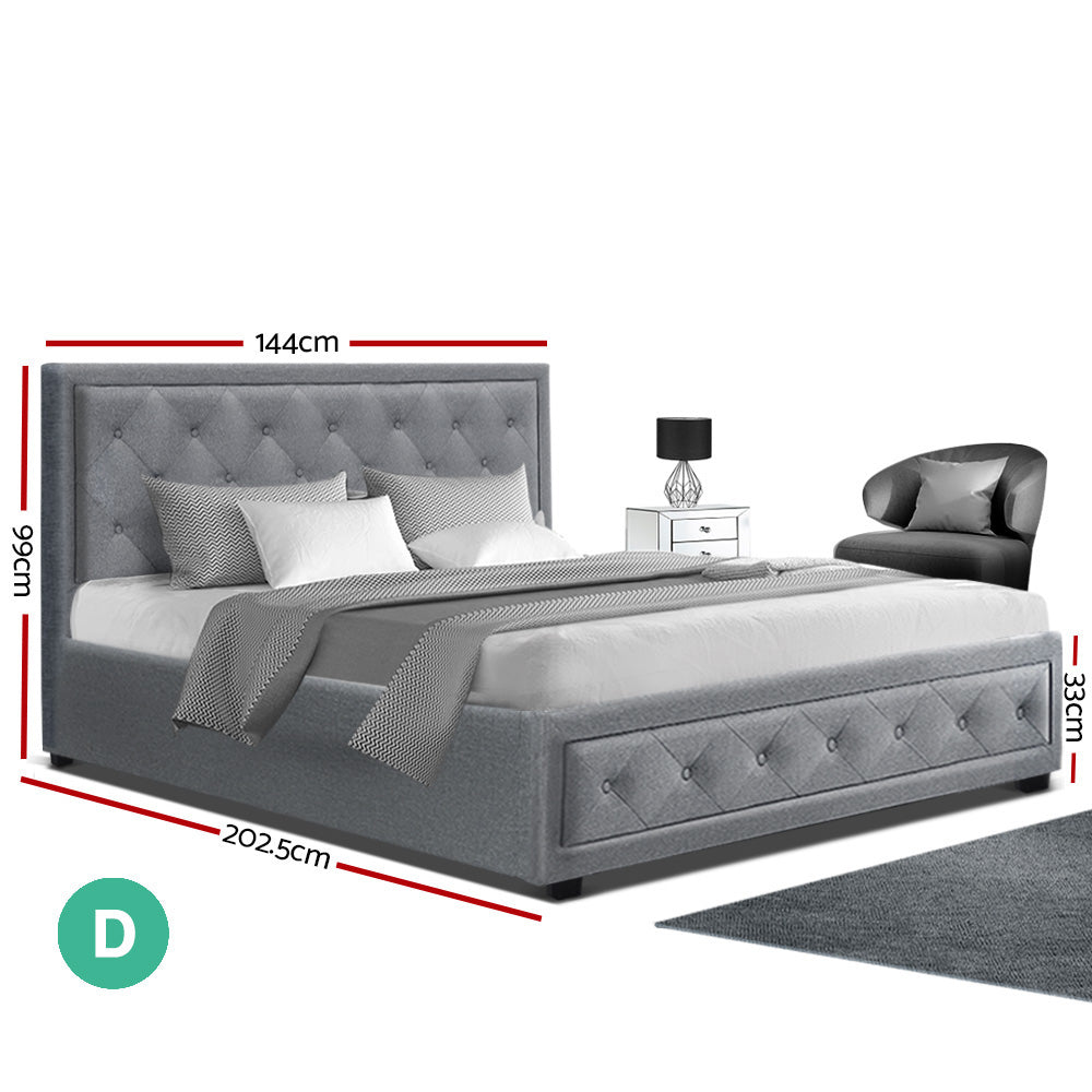 TIYO Bed Frame Double Size Gas Lift Grey