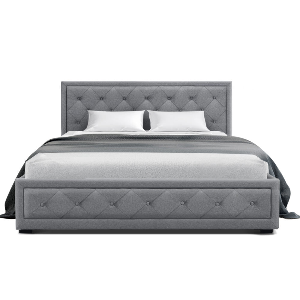 TIYO Bed Frame Double Size Gas Lift Grey