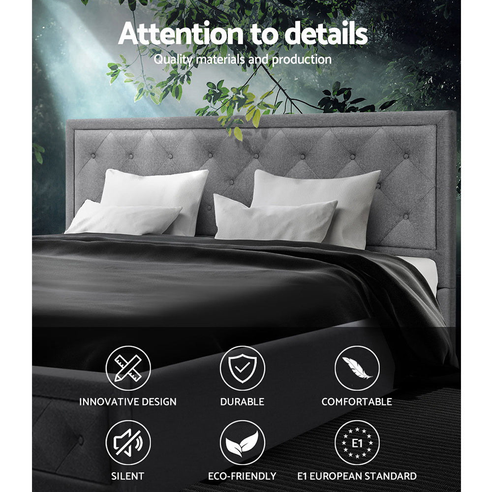 TIYO Bed Frame Double Size Gas Lift Grey