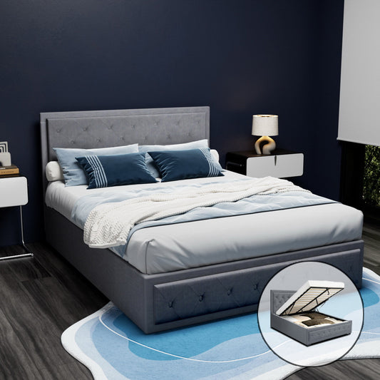 TIYO Bed Frame Double Size Gas Lift Grey