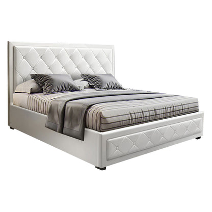 TIYO Bed Frame Double Size Gas Lift White