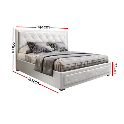 TIYO Bed Frame Double Size Gas Lift White