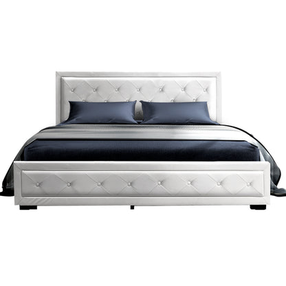 TIYO Bed Frame Double Size Gas Lift White