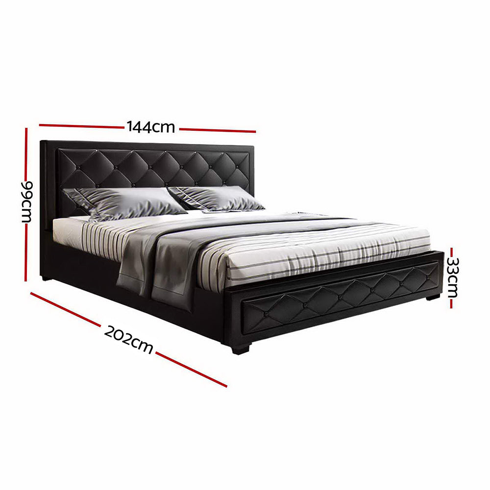 TIYO Bed Frame Double Size Gas Lift Black