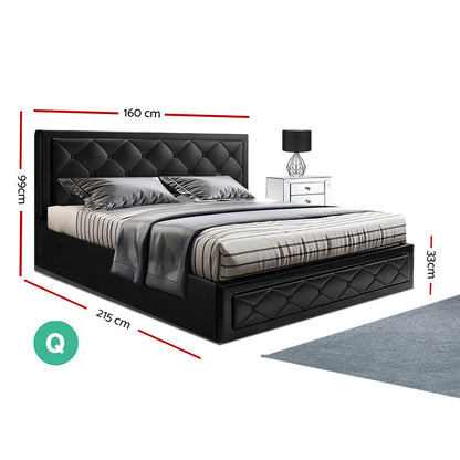 TIYO Bed Frame Queen Size Gas Lift Black
