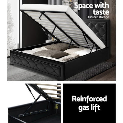 TIYO Bed Frame Queen Size Gas Lift Black