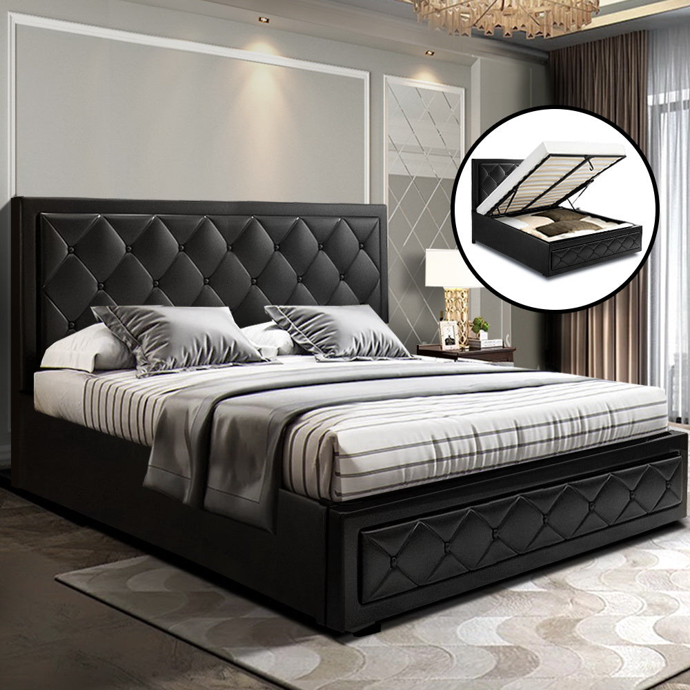 TIYO Bed Frame Queen Size Gas Lift Black
