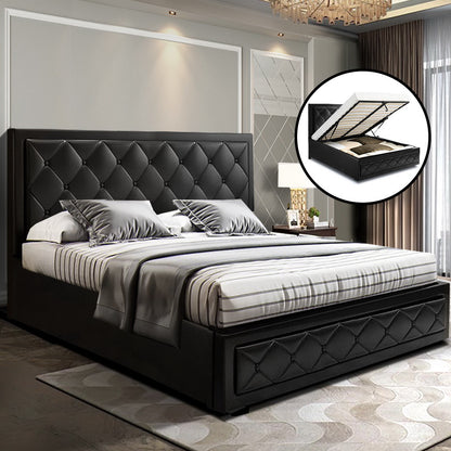 TIYO Bed Frame Queen Size Gas Lift Black