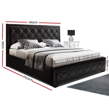 TIYO Bed Frame King Size Gas Lift Black