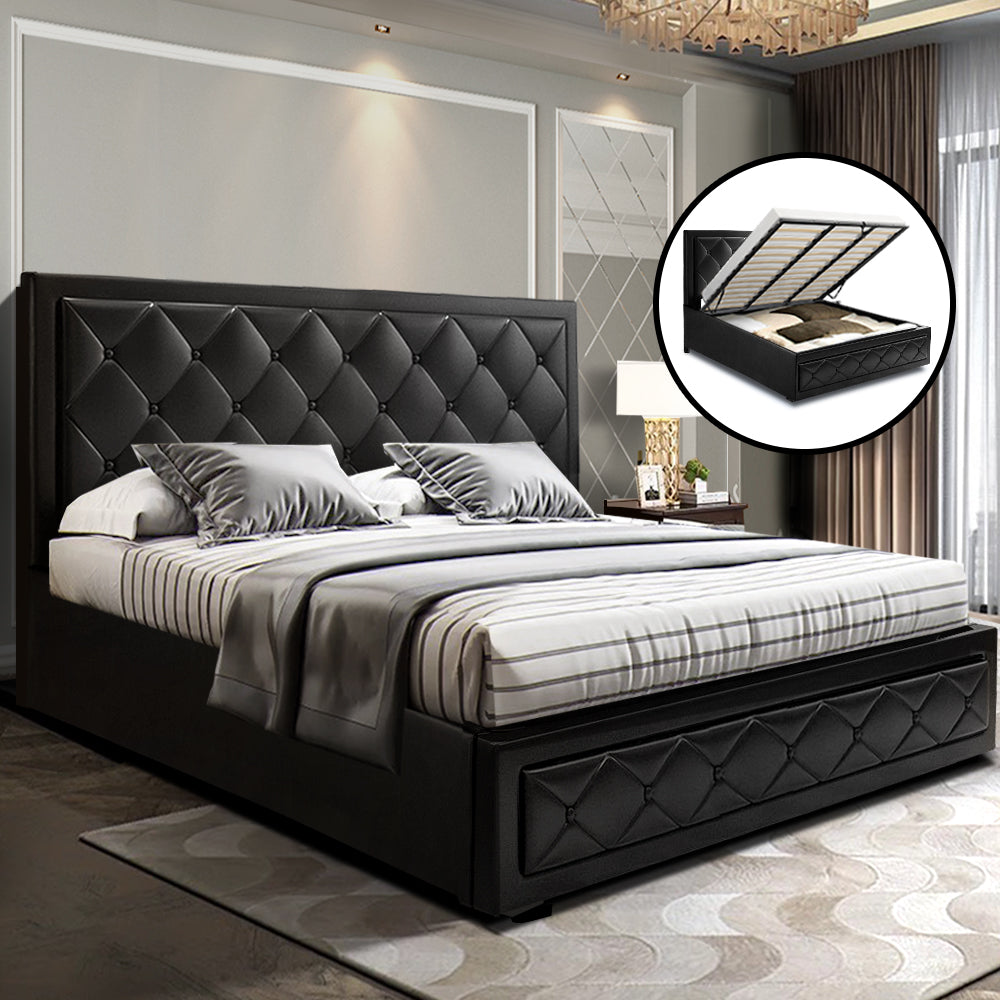 TIYO Bed Frame King Size Gas Lift Black