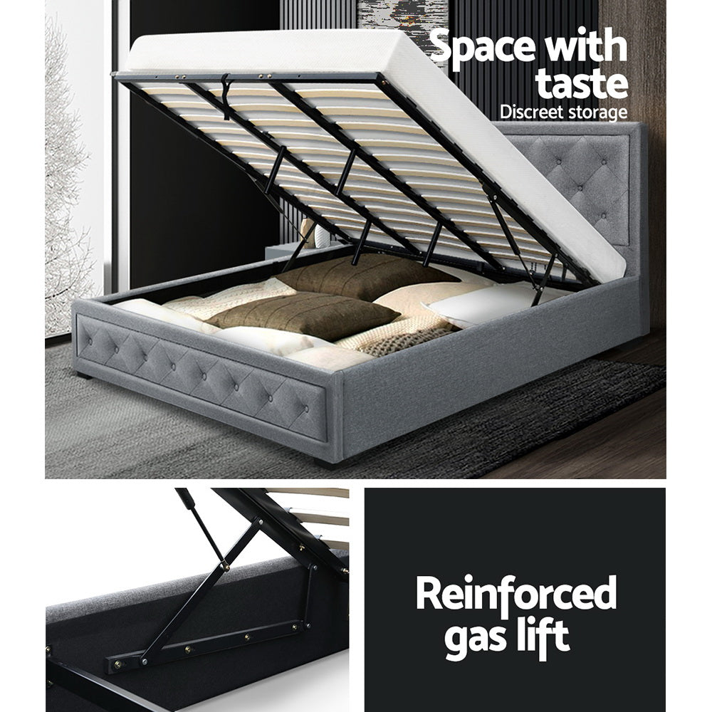 TIYO Bed Frame King Size Gas Lift Grey