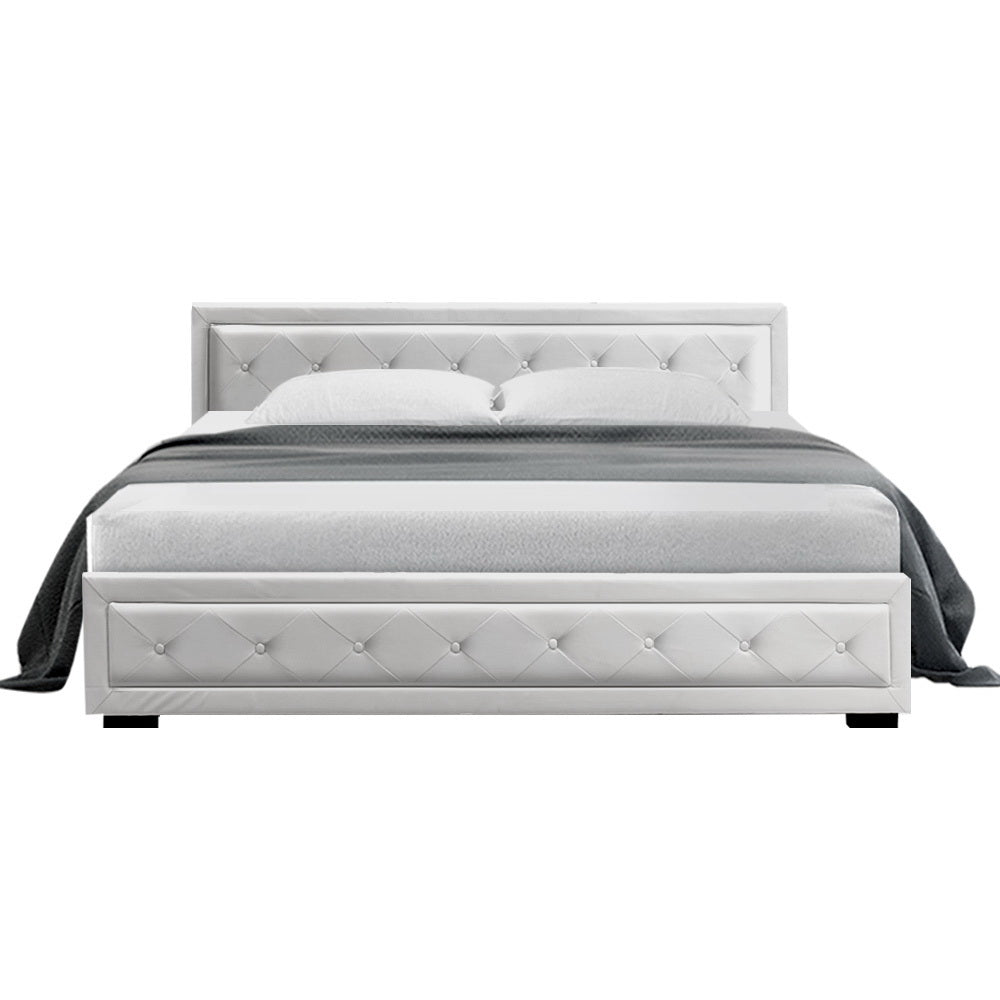 TIYO Bed Frame King Size Gas Lift White
