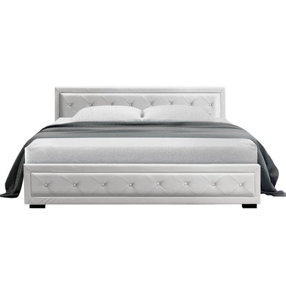 TIYO Bed Frame King Size Gas Lift White
