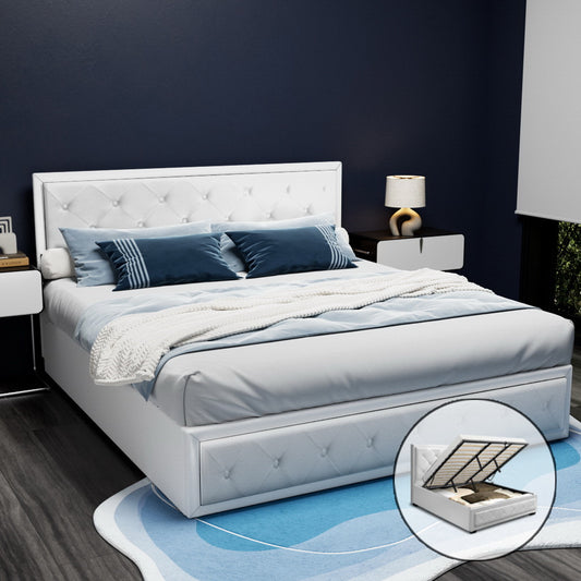 TIYO Bed Frame King Size Gas Lift White