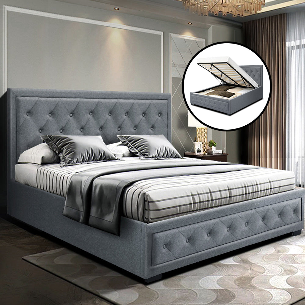 TIYO Bed Frame Queen Size Gas Lift Grey