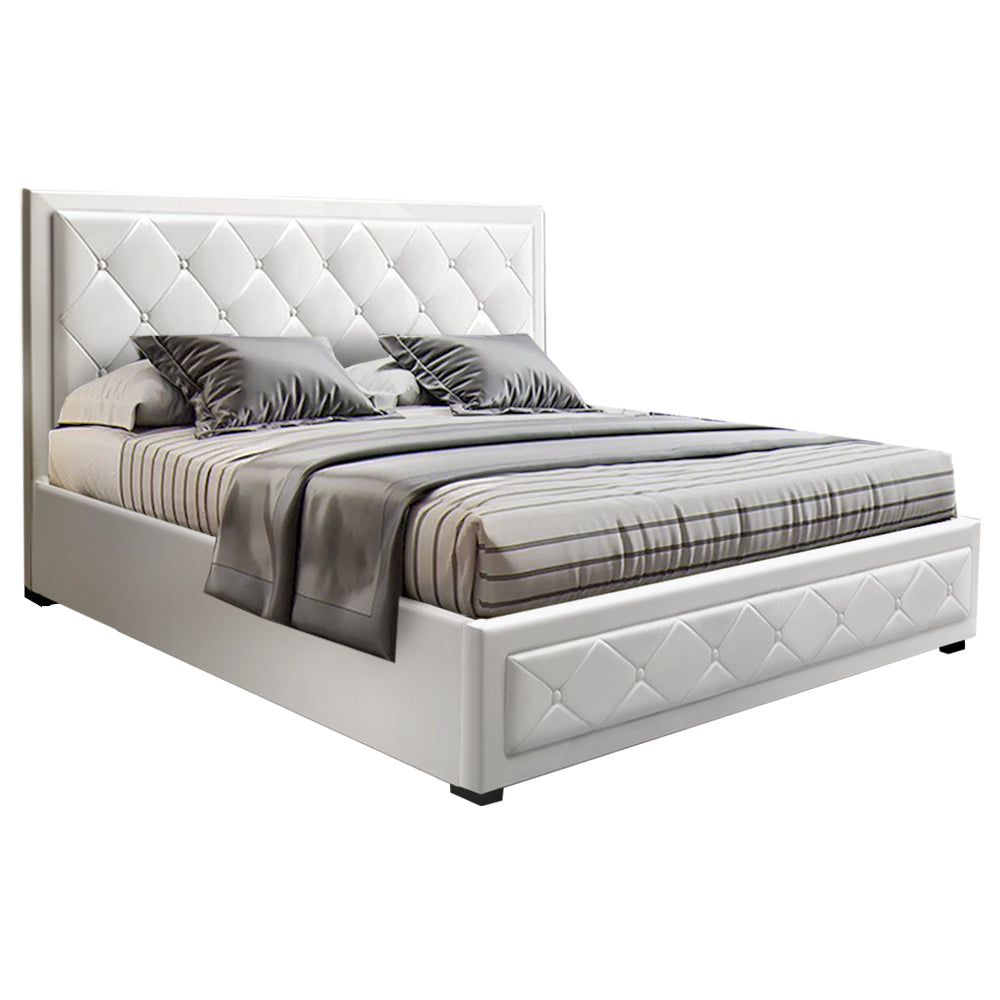 TIYO Bed Frame Queen Size Gas Lift White