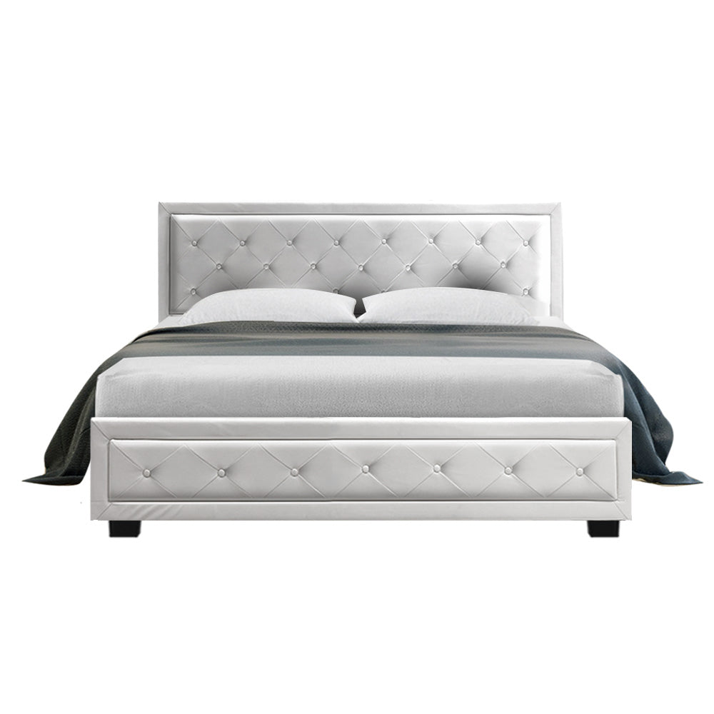 TIYO Bed Frame Queen Size Gas Lift White