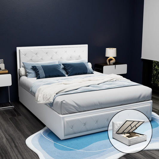 TIYO Bed Frame Queen Size Gas Lift White