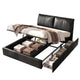 Queen Bed Frame Gas Lift Storage 3 Drawers Adjustable Headboard Platform Bed Black