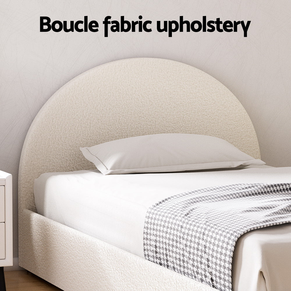 Bed Frame Gas Lift Strorage Beds Base Platform Boucle Fabric King Single ELLA