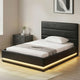 Bed Frame King Single Size LED Gas Lift Black LUMI