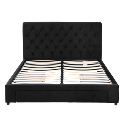 Artiss Double Bed Frame Storage Charging Station Upholstered 3 Drawers USB Type-C