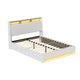 Bed Frame Gas Lift LED Beds Base Platform White PVC Leather Storage Headboard - Queen