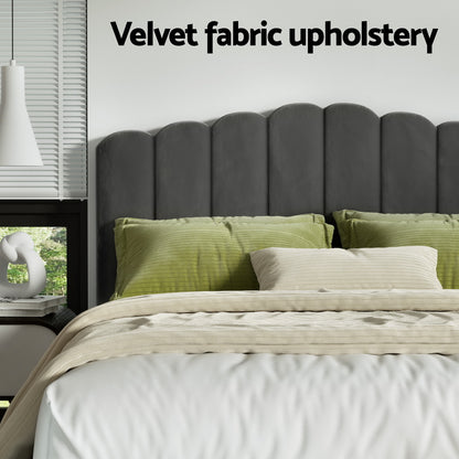 FION Bed Frame Double Size Velvet Grey