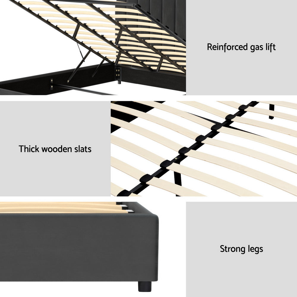 FION Bed Frame King Size Velvet Grey