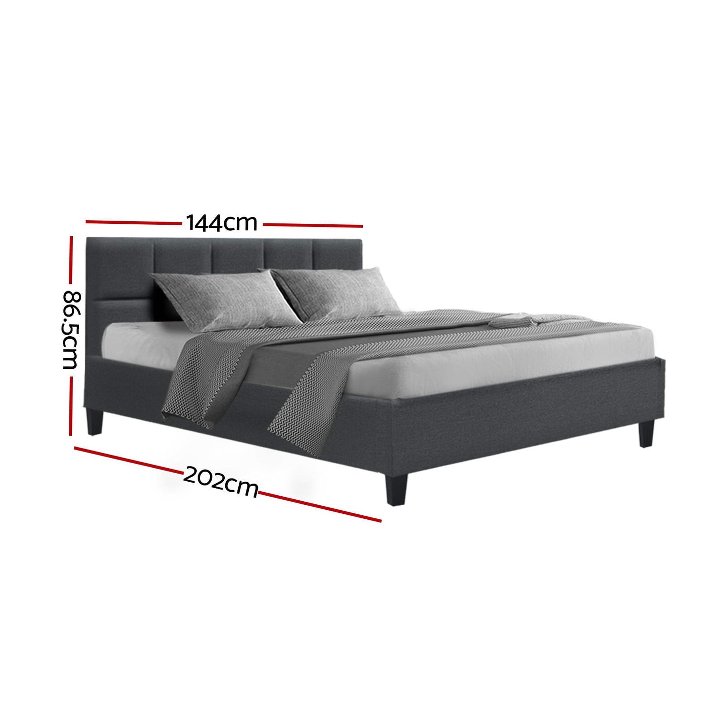 TINO Bed Frame Double Size Charcoal