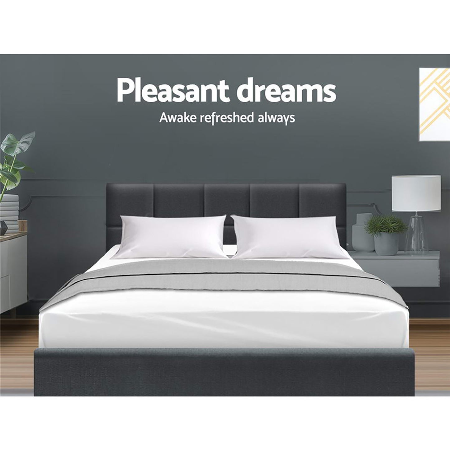 TINO Bed Frame Queen Size Charcoal