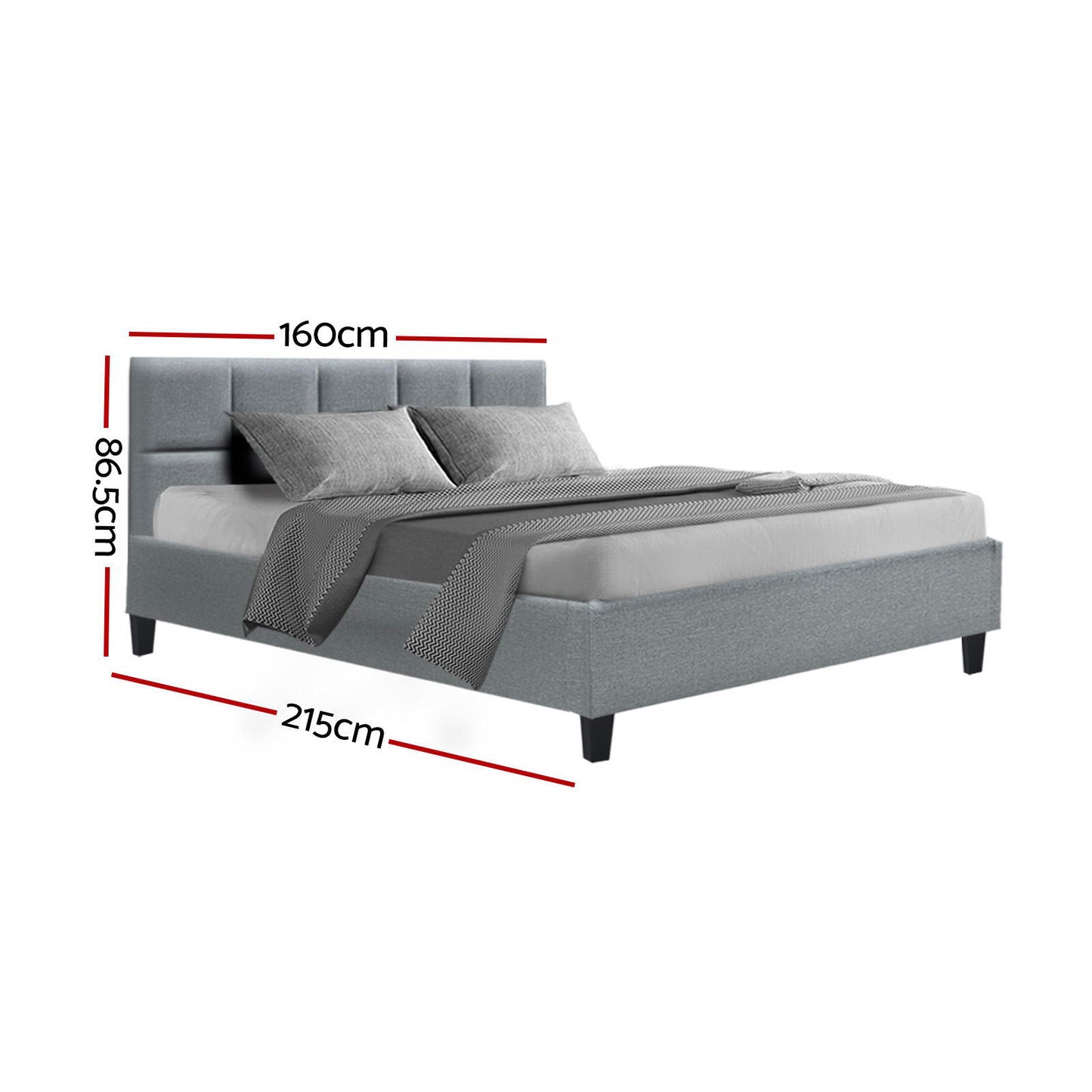 TINO Bed Frame Queen Size Grey