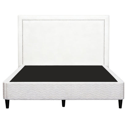 Artiss Queen Bed Frame with Headboard Platform Bed Base Grey Beige Fabric Metal