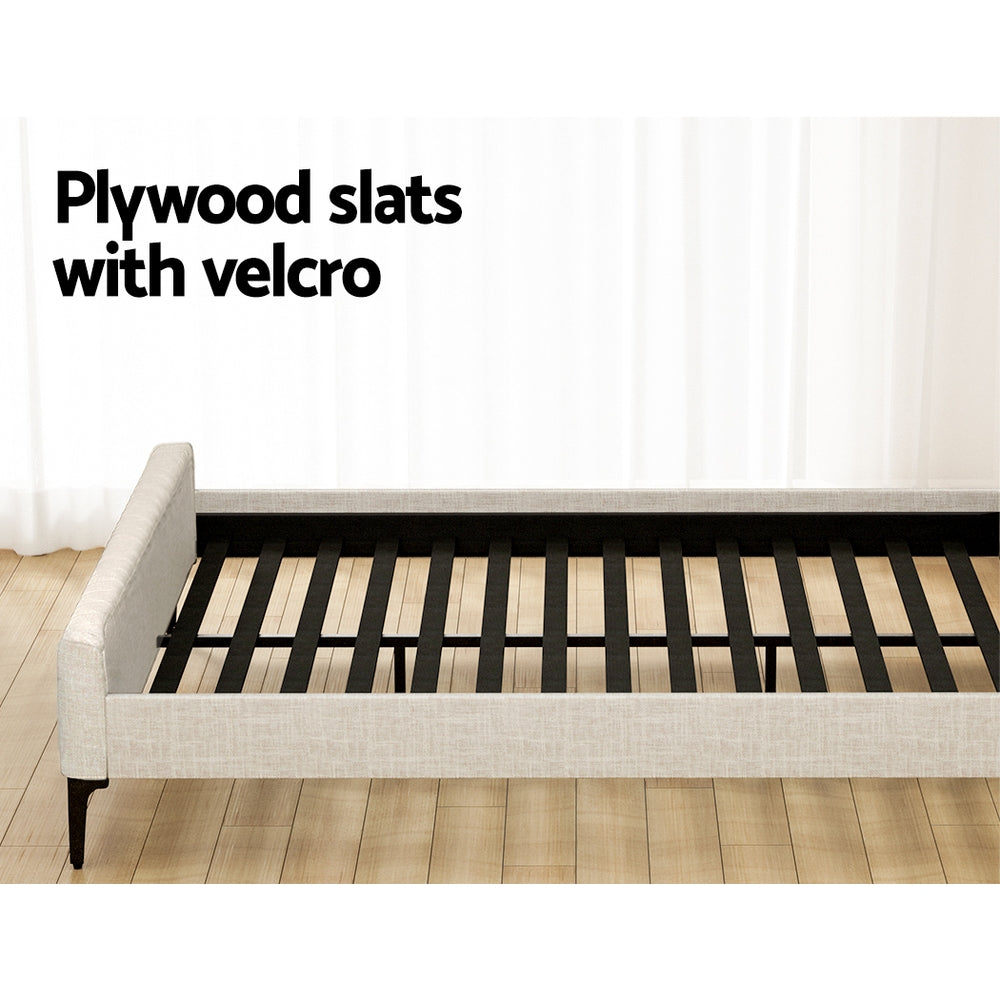 Artiss BedStory King Bed Frame with Mattress Set Platform Base Pocket Coil Linen Upholstered