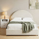 Queen Bed Frame with Storage and Bedside Table Set Boucle Fabric Gas Lift Bed Base 2-Drawer Nightstand