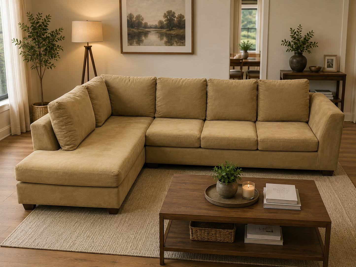 Mocha L-Shape Lounge – Spacious L-Shape | Pre-Owned | Steam Cleaned | Sydney-Wide Delivery