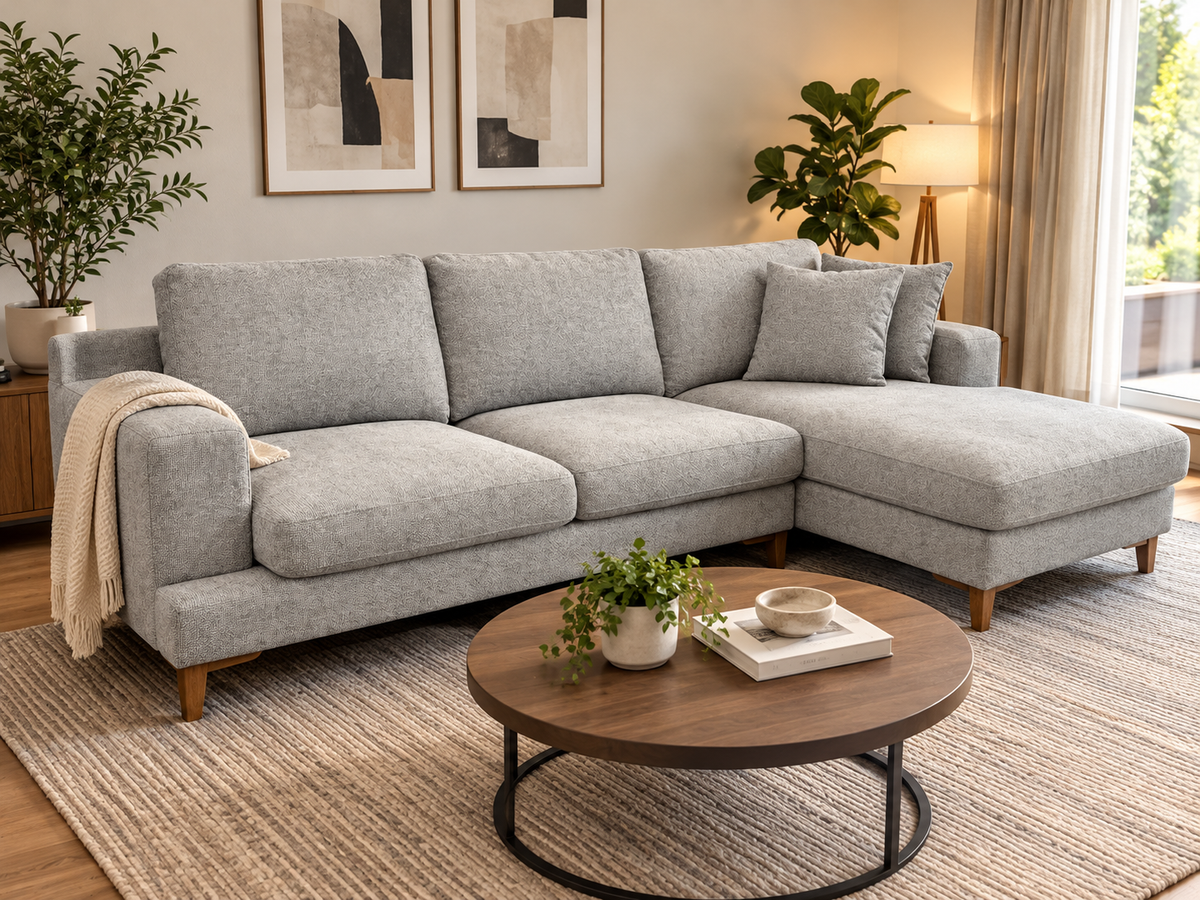 Brand New Zeal Right Hand Chaise Lounge | Light Grey | Sydney Wide Delivery