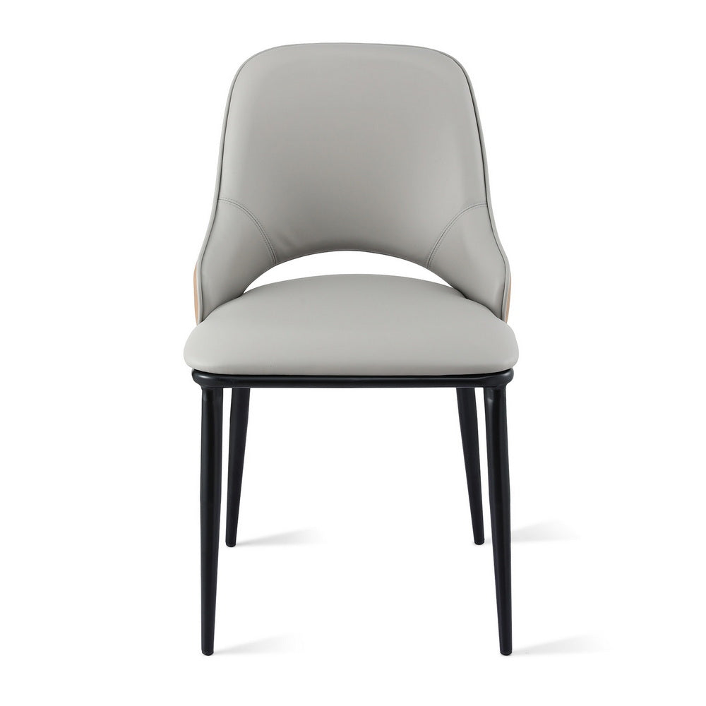 1x Dining Chair Hollow PU Leather Kitchen Lounge Cafe Accent Chairs Grey
