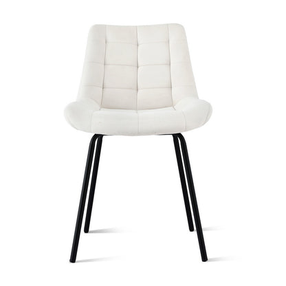 2x Dining Chairs Velvet Tufted Kitchen Lounge Cafe Accent Chair Beige