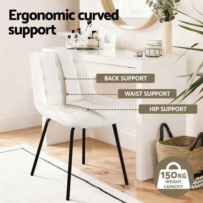 2x Dining Chairs Velvet Tufted Kitchen Lounge Cafe Accent Chair Beige