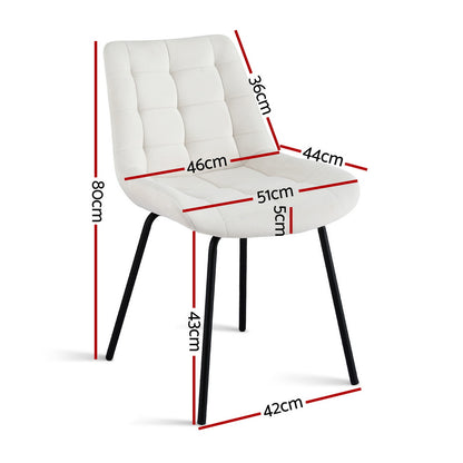 4x Dining Chairs Velvet Tufted Kitchen Lounge Cafe Accent Chair Beige