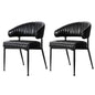 Dining Chairs Set of 2 Leather Hollow Armchair Black