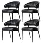 Dining Chairs Set of 4 Leather Hollow Armchair Black