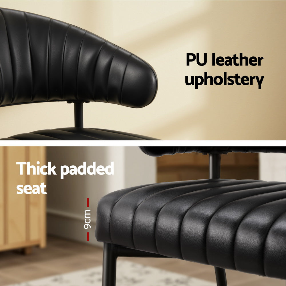 Dining Chairs Set of 4 Leather Hollow Armchair Black