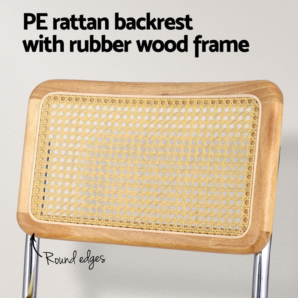 Dining Chairs Set of 4 Velvet Rattan Cantilever Yellow