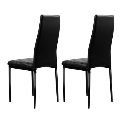 Dining Chairs Set of 4 Leather Channel Tufted Black