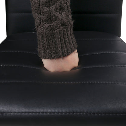 Dining Chairs Set of 4 Leather Channel Tufted Black