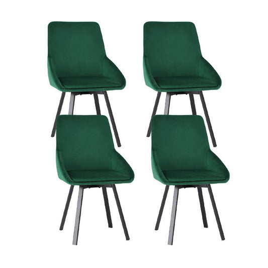 Dining Chairs Set of 4 Velvet Swivel Base Green