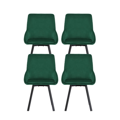 Dining Chairs Set of 4 Velvet Swivel Base Green