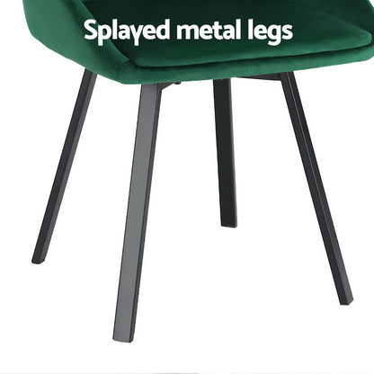 Dining Chairs Set of 4 Velvet Swivel Base Green